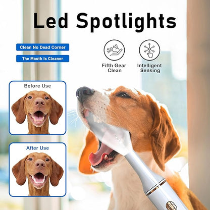 5 Modes Plaque Remover for Teeth,Dog Teeth Cleaning Kit,Dog Teeth Cleaning, Dental Tools to Remove Tartar and Stains, Safe for Dogs & Cats, with Led Light & 5 Adjustable Modes (White)