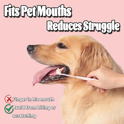 E.M&S.T by Emmeliestella Dog Toothbrush Teeth Cleaning Kit，Three-Sided，Dental Plaque Removal，Oral Hygiene，Freshen Dogs Breath，Reduce Tarta，Extra Soft Bristles, Independent Packaging, Blue&Pink 3PCS