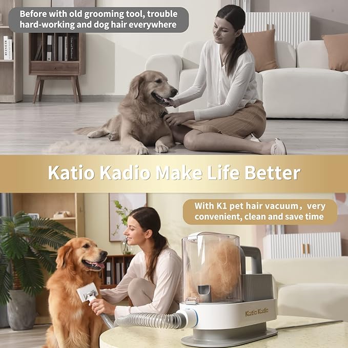 Dog Grooming Vacuum Kits with Multiple Tools - Electric Clipper, Hair Dematting and Shedding, 2.5L Large Capacity Dustbin, 10Kpa Suction, Low Noise - Pet Hair Solution for Dogs and Cats Pet Gifts