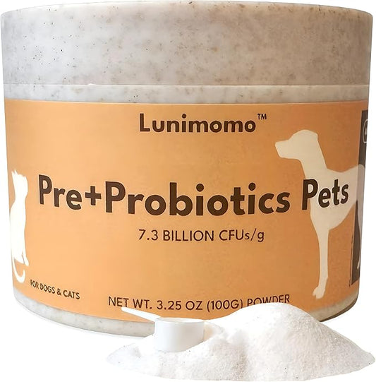 Prebiotics & Probiotics for Dogs & Cats Digestive Health Probiotics Supplement for Pets Skin & Coat, Stress, Allergies, Immune and Nutrient Absorption - Astaxanthin Rich Blend - 100 Servings