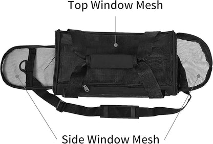 JMOON Cat Carrier Soft-Sided Airline Approved Pet Carrier Bag,Pet Travel Carrier for Cats,Dogs Puppy Comfort Portable Foldable Pet Bag (Medium, Black)