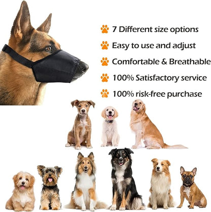 Dog Muzzles Suit, 7 PCS Anti-Biting Barking Pet Muzzles Adjustable Dog Muzzle Mouth Cover for Small Medium Large Extra Dog - Black (7 PCS)