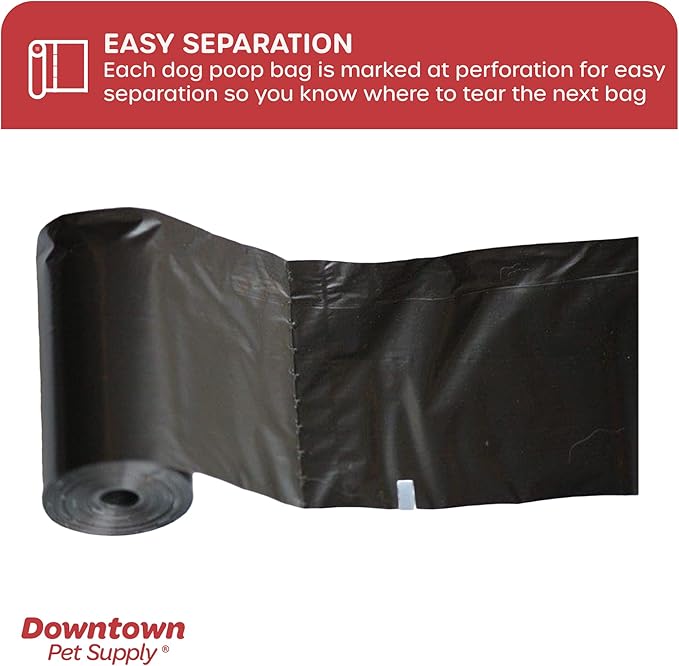 Downtown Pet Supply 960 Count Dog Poop Bags Refills with Leash Clip and Bone Bag Dispenser, Black - Dog Waste Bags Unscented and Leak-Proof with Dog Poop Bag Dispenser - 12.5 x 8.5"