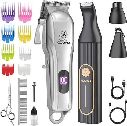 Dog Clippers for Grooming,Dog Grooming Kit for Heavy Thick Hair&Coats/Low Noise Rechargeable Cordless Pet Shaver with Paw Trimmer Nail Grinder/Dog Hair Trimmer for Small & Large Dogs Cats