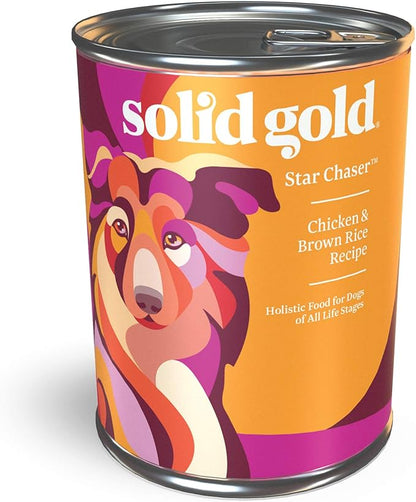 Solid Gold Canned Dog Food for Adult & Senior Dogs - Made with Real Chicken and Whole Grains - Star Chaser High Calorie Wet Dog Food for Healthy Digestion and Immune Support