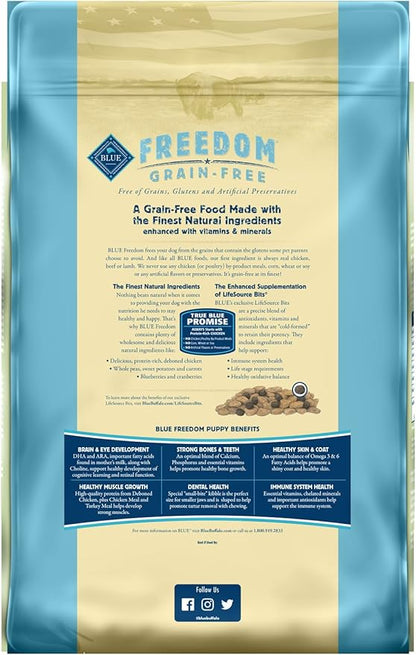 Blue Buffalo Freedom Grain-Free Puppy Dry Dog Food with DHA, Complete & Balanced Nutrition for Puppies, Made in the USA, Chicken & Potatoes, 11-lb. Bag