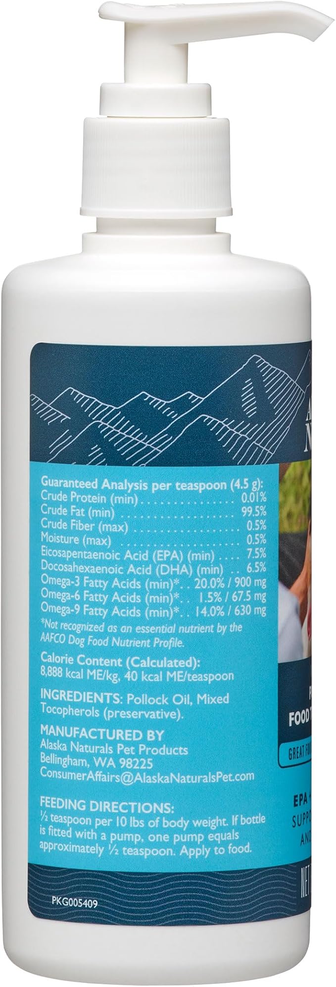 Sustainable Wild Alaskan Fish Oil for Dogs Skin and Coat – EPA + DHA Omega 3 Oil - Fatty Acids Dog Supplements - Support Fur Coat and Brain Health - Natural Liquid Food Topper for Pets – 8 oz. Pump