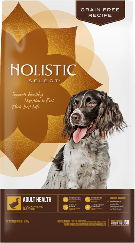 Holistic Select Natural Grain Free Dry Dog Food, Duck Meal Recipe, 24-Pound Bag
