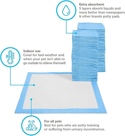 Paws & Pals Leak-Proof Potty Training Pee Pads for Dogs and Puppies, Large - 22x22 Disposable, 150 Count