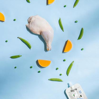 Rigby All-Organic Chicken Squeeze Pouch for Dogs - Lickable Training Treat, Food Topper, Pill Masker, Lick Mat Spread - Mary's Chicken, Butternut Squash, Peas, Olive Oil - 6 Pack