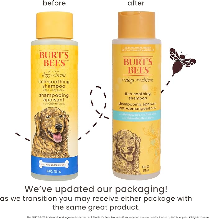 Burt's Bees for Pets Naturally Derived Itch Soothing Shampoo with Honeysuckle - Anti-Itch Dog Shampoo for All Dogs - Cruelty Free, Formulated without Sulfates and Parabens, Made in the USA, 16 Ounces