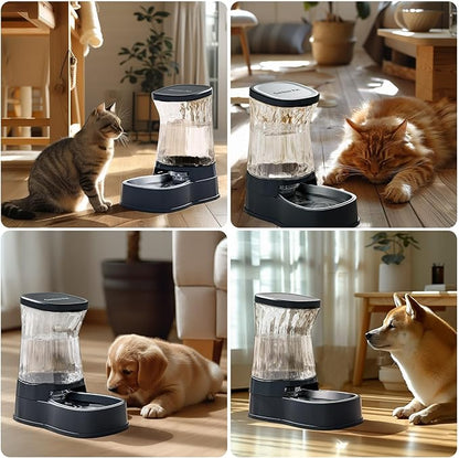 Automatic Dog Water Dispenser Gravity Stainless Steel Water Waterer Feeder, Large Capacity Water Feeding Bowls for Medium & Large-Sized Dogs Cats Other Pets -(1 Gallon)