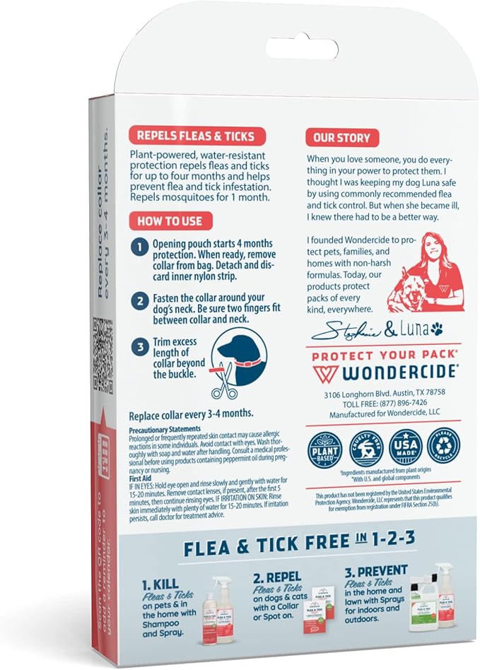 Wondercide - Dog Collar - Flea, Tick, Mosquito Repellent for Dogs - with Natural Essential Oils - Pet and Family Safe - 3PK - Up to 12 Months Protection