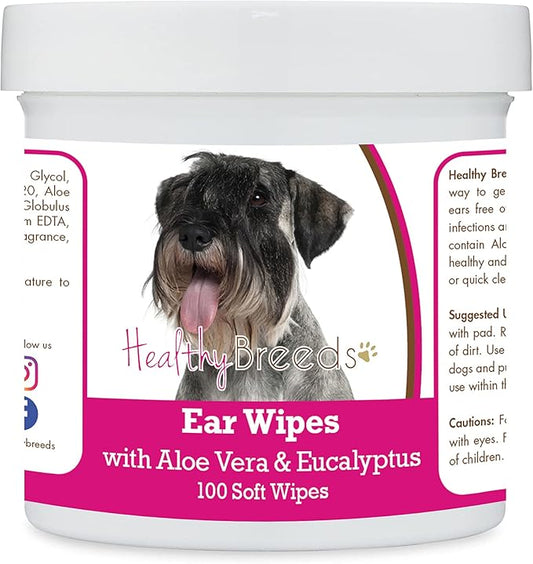Healthy Breeds Standard Schnauzer Ear Cleaning Wipes with Aloe & Eucalyptus for Dogs 100 Count