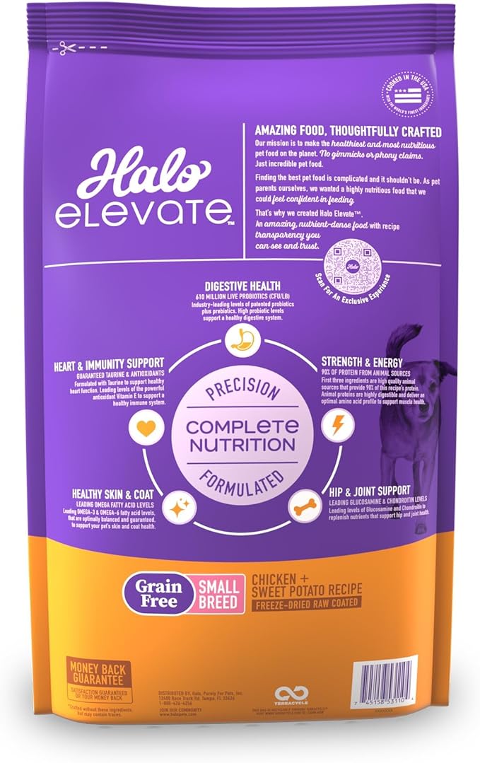 Halo Elevate Dry Dog Food, Grain Free Chicken Recipe, Small Breed, 10lb
