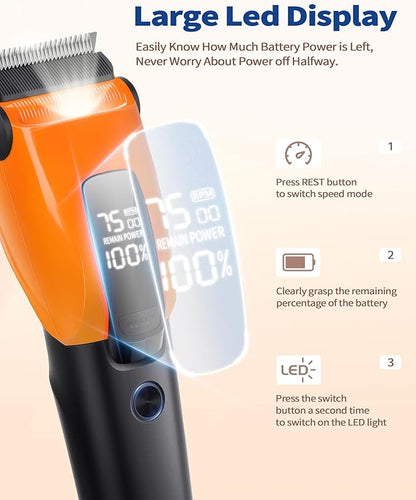 Dog Grooming Kit for Heavy Thick Hair&Coats, 3 in 1 Dog Clippers for Grooming, Rechargeable Cordless Pet Shaver with Storage Box, Quiet Dog Paw Trimmer for Small and Large Dogs Cats Animals
