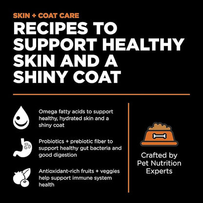 GO! SOLUTIONS Skin + Coat Care - Dry Dog Food, 22 lb - Salmon Recipe with Grains for All Life Stages - Complete + Balanced Nutrition for Dogs