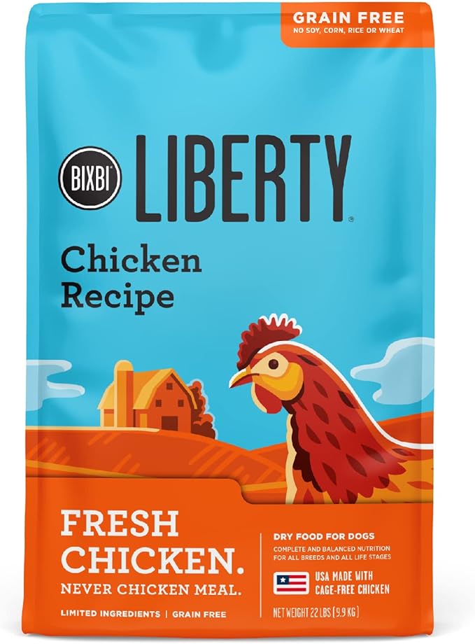 BIXBI Liberty Grain Free Dry Dog Food, Chicken Recipe, 22 lbs - Fresh Meat, No Meat Meal, No Fillers for Easy Digestion - USA Made