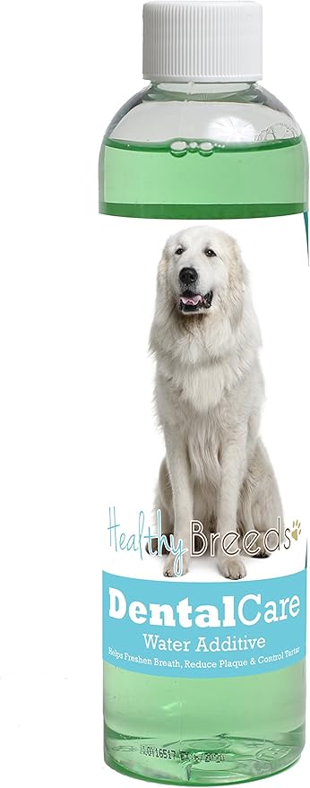 Healthy Breeds Dog Dental Care Water Additive for Great Pyrenees - Helps Freshen Breath, Reduce Plaque & Control Tartar - Mint Flavor - 8 oz