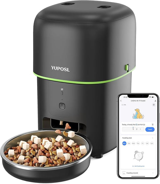 Automatic Cat Feeder WiFi - Easy to Clean 2L/4L WiFi Automatic Cat Feeder for Remote Feeding, Cat Food Dispenser with Lock Feature and Suitable Portion Size, Only 2.4GHz