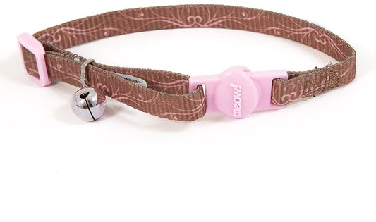 Petmate Cat Pet Collar with Break Away Buckle; Adjustable from 8-12 Inches Long; 3/8 Inch Wide; Brown Swirl