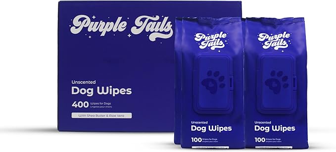 Dog Wipes – 400 Dog Wipes for Paws and Butt, Fur, Ears – Plant-Based Dog Paw Wipes – Cleaning Wipes for Pets – Puppy Wipes with Aloe Vera, Shea Butter – 4 x 100 Pack