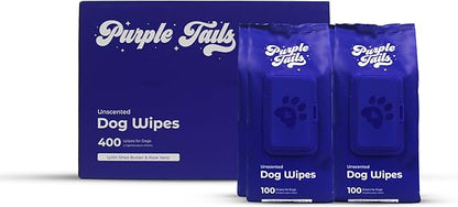 Dog Wipes – 400 Dog Wipes for Paws and Butt, Fur, Ears – Plant-Based Dog Paw Wipes – Cleaning Wipes for Pets – Puppy Wipes with Aloe Vera, Shea Butter – 4 x 100 Pack