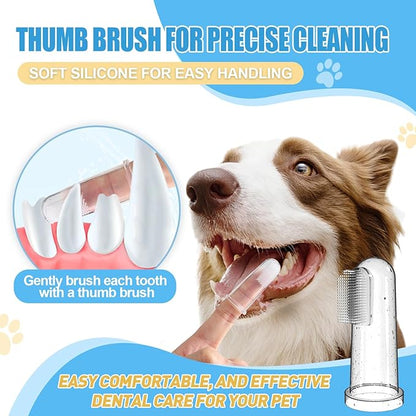 Cat Toothbrush Kit, Dog Toothbrush Kit, Suitable for All Cats and Dogs Dental Care. White, Soft Bristles, Meet All Cleaning Needs, Multi-Functional Dental Cleaning (S-rounded)