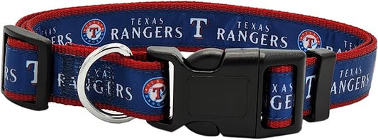 MLB Texas Rangers Licensed PET COLLAR- Heavy-Duty, Strong, and Durable Dog Collar. Available in 29 Baseball Teams and 4 Sizes
