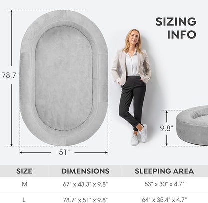 Veehoo Inflatable Human Dog Bed, Giant Human Sized Dog Bed, Soft Fur Oval Nap Bean Bag Bed for Adults, Kids and Pets, Multifunctional Extra Large Pet Bed for Indoor and Outdoor, Large, CWW2403