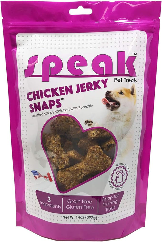 Chicken Jerky Snaps, Gluten and Grain Free Low Calorie Training Treat Snacks with Pumpkin, Perfect for Dogs 14 Ounces