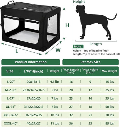 31 inch Soft Collapsible Dog Crate for Medium Dogs, Portable Dog Travel Crate for Indoor & Outdoor, Soft Sided Pet Foldable Kennel Cage with 3-Door Durable Mesh Windows & Strong Steel Frame