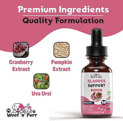 Dog Bladder Supplement - Supports Healthy Kidney & Urinary Tract - Dog UTI Treatment - Dog Bladder Control - Bladder Support for Dogs - Dog UTI Supplement - Dog Urinary Tract Infection Treatment - 1oz