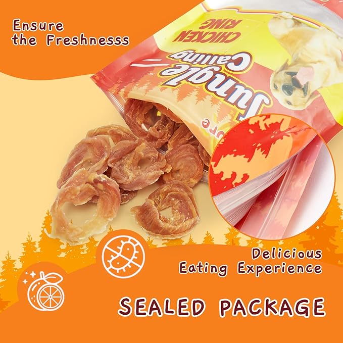 Jungle Calling Dog Treats Chicken Rings, Chewy Snacks for All Dogs Help Hip & Joint Health, Chicken Jerky for Dogs