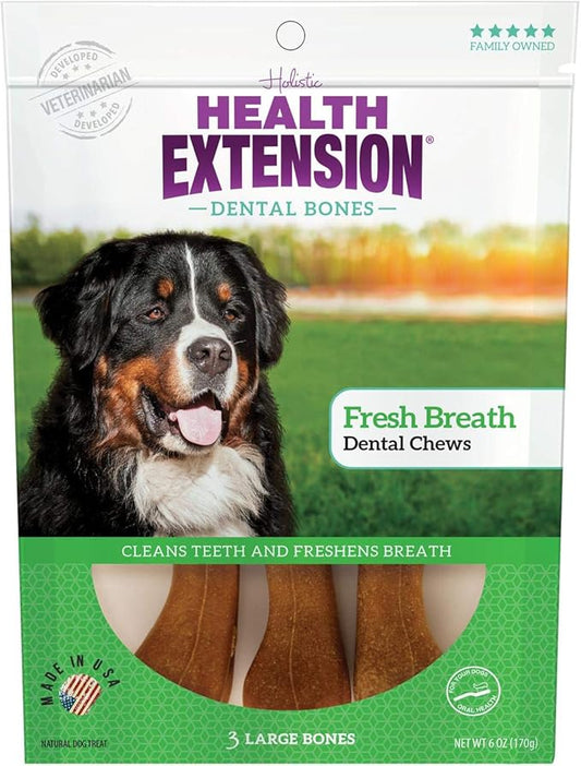 Health Extension Dog Chew Bone Treats, Puppy Training Treat, Medium Sticks for Dental Teeth Cleaning & Breath Freshener, Large(Pack of 3)