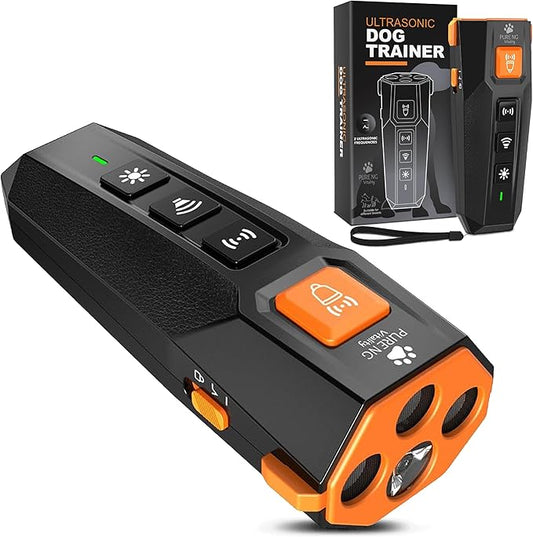 PNG Dog Bark Deterrent Device - 82 ft. Range | Anti Barking Device for Dogs | Dog Training & Behavior Aids | Ultrasonic Bark Stopper with LED Flashlight | Dog Whistle to Stop Barking Neighbors Dog