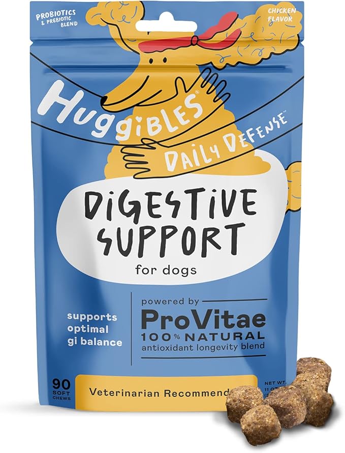 Digestive Support with Probiotic Supplement Chews for Dogs – Probiotics & Prebiotics for Daily Gut Health – Support Digestion & Tummy Troubles – Antioxidants for Longevity & Wellness