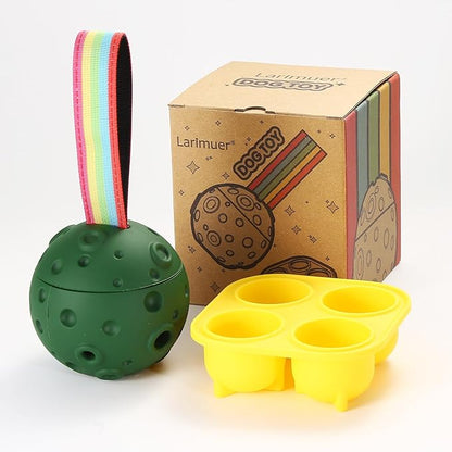 Fillable Dog Chew Toy, Treat Tray for Frozen Dog Food, DIY Fillable Rubber Treat Toy and Silicone Molds, Sturdy Chew Enrichment Stimulation Toys (Green)