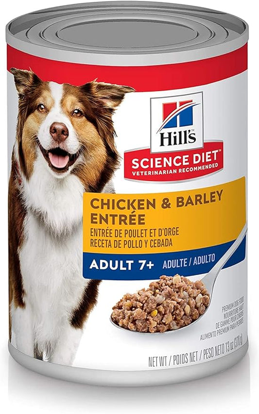 Hill's Science Diet Adult 7+, Senior Adult 7+ Premium Nutrition, Wet Dog Food, Chicken & Barley Loaf, 13 oz Can, Case of 12