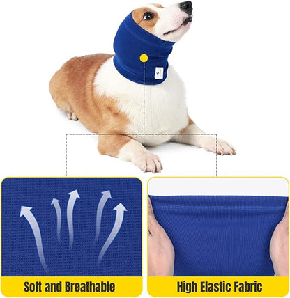 Quiet Ears for Dog, Dog Ear Muffs for Noise Protection,Knitted Dog Winter Hats, Dog Calming Hoodie, Pet Cats and Dogs Grooming Bathing Calming Drying Ear Muffs (Blue, S)