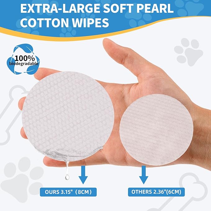 Eye Wipes for Dogs & Cats,Extra Large 240 Count Natural Tear Stain Eyes Wash Pads,Gently Remove Discharge,Debris,3.15" Coconut Oil Cleans Eyes,Face,Wrinkles