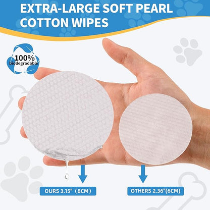 Eye Wipes for Dogs & Cats,Extra Large 240 Count Natural Tear Stain Eyes Wash Pads,Gently Remove Discharge,Debris,3.15" Coconut Oil Cleans Eyes,Face,Wrinkles