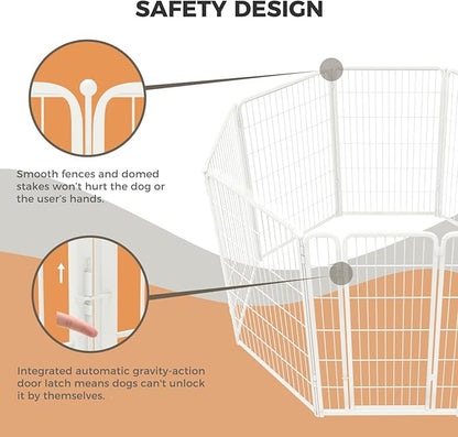 FXW Homeplus Dog Playpen Designed for Indoor Use, 45" Height for Large Dogs, White│Patented