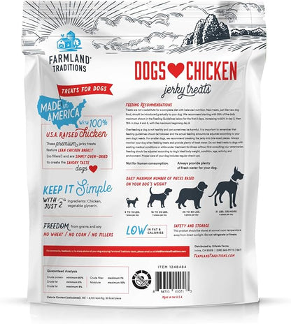 Farmland Traditions Dogs Love Chicken Premium TWO INGREDIENTS Jerky Treats for Dogs (3 lbs USA Raised Chicken)
