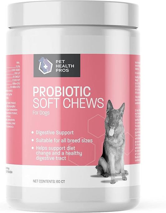 Advanced Probiotics for Dogs - Probiotic Soft Chew for Upset Stomach, Diarrhea & Constipation Relief - Promotes Happy Gut, Happy Dog - 60 ct