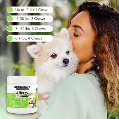 Allergy + Immune Chews for Dogs | Seasonal Allergies | Itch Support | Stop Pawlicking | Digestion | Apple Cider Vinegar & Turmeric | Salmon Oil | Licorice & Valerian Root | 90 Chews