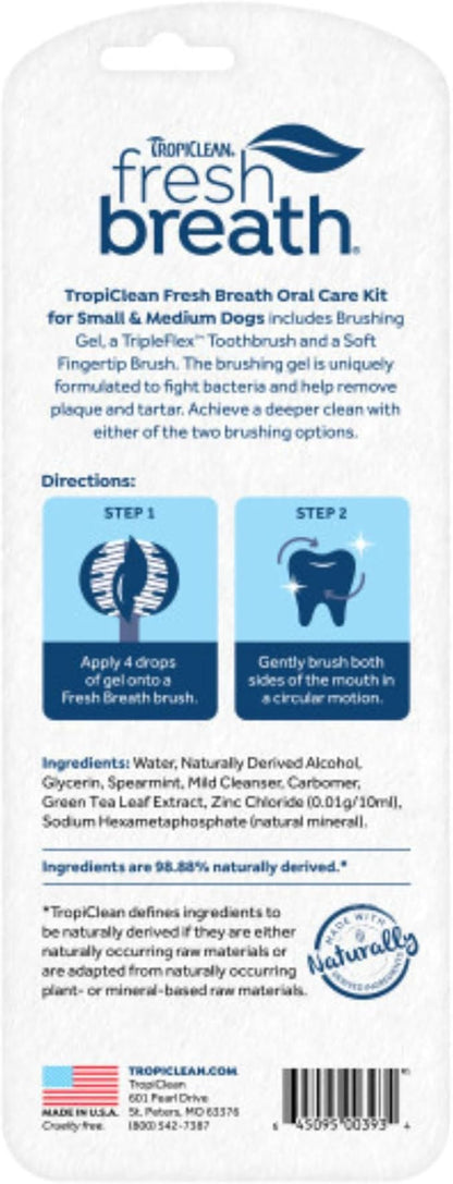 Fresh Breath Certified Wellness Collection Vet Strength Oral Care Kit for Small & Medium Dogs - Removes Plaque & Tartar - Freshens Bad Dog Breath - Teeth Cleaning Kit