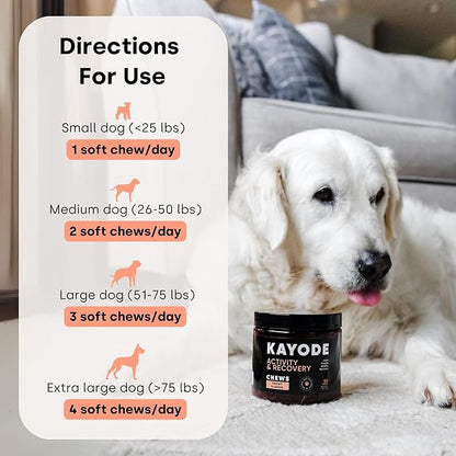 Activity & Recovery Dog Joint Chews. Glucosamine for Dogs & Omega 3. Dog Hip & Joint Supplement Made without Heat. Trout Flavor.