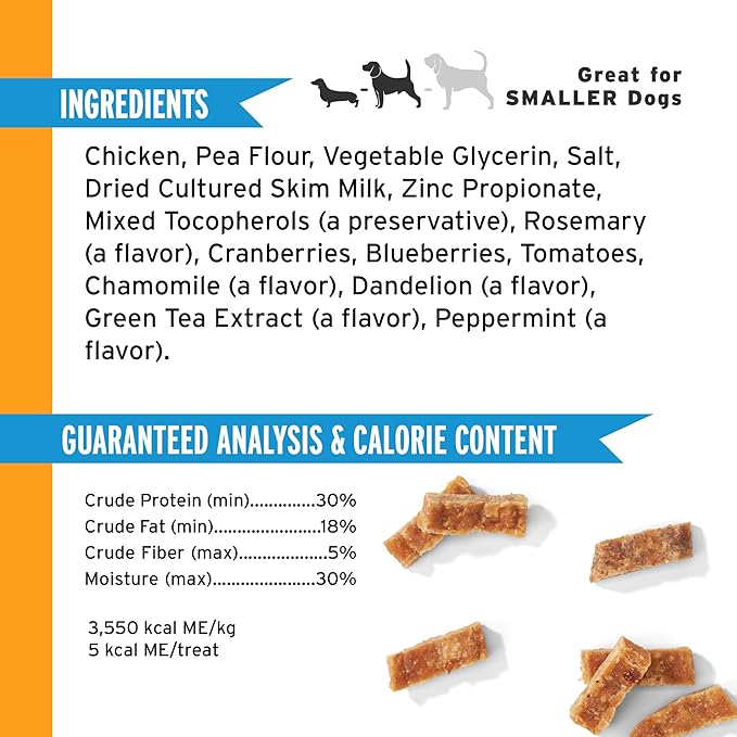 Pet Botanics 12 oz. Pouch Training Rewards Jerky Bites, Chicken Recipe, with 225 Treats Per Bag, The Choice of Top Trainers