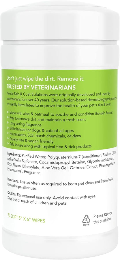 Nootie Waterless Shampoo Wipes for Dogs & Cats - Long Lasting Cucumber Melon Fragrance - Sold in Over 10,000 Vet Clinics and Pet Stores Worldwide, Made in USA - 70 Count